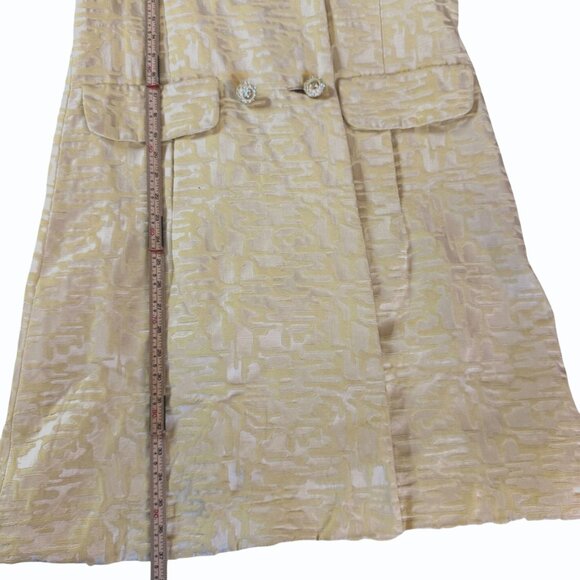 VTG‎ 60s Tapestry Pea Coat Butter Yellow Rhinestone Buttons Mod Old Money Luxury - Picture 11 of 12